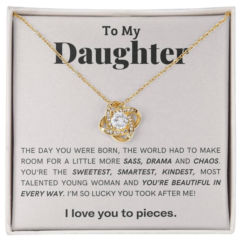 Gift For Daughter Love Knot Necklace With Message Card And Gift Box - The Day You Were Born