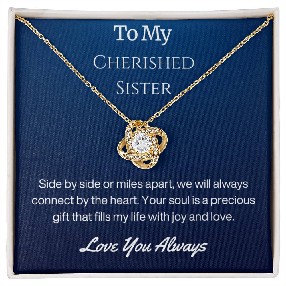Sister Birthday Gift Necklace with Message Card and Gift Box - Side By Side