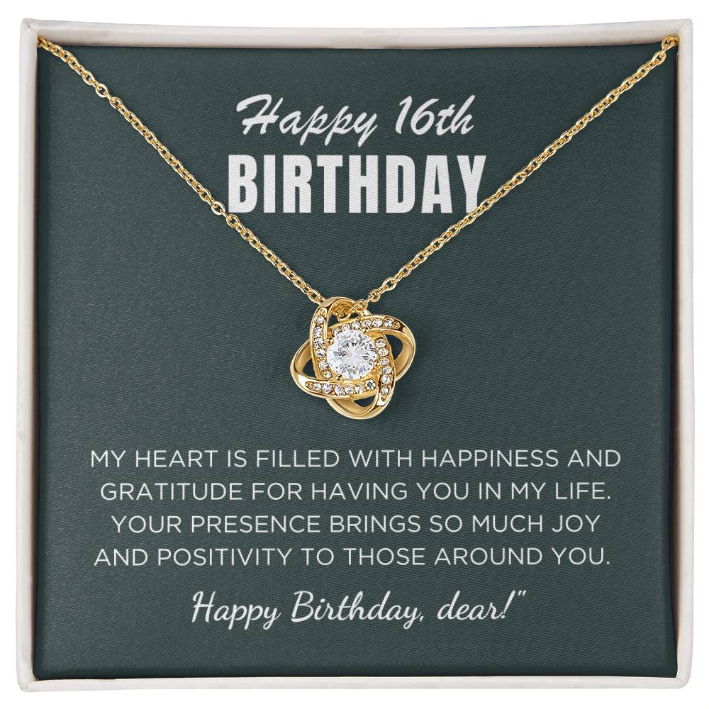 16th Birthday Gift For Her, Love Knot Necklace With Message Card And Gift Box - My Heart