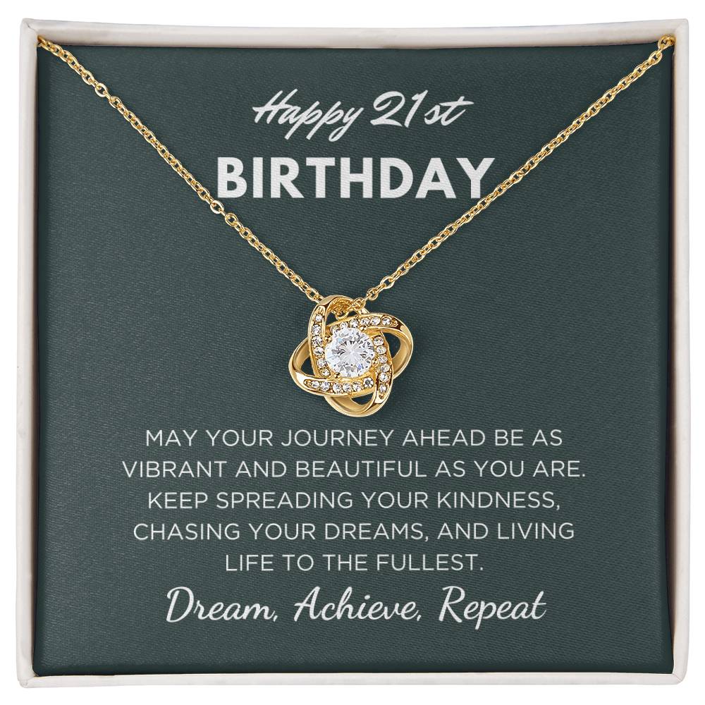 21st Birthday Gift For Her, Love Knot Necklace With Message Card And Gift Box