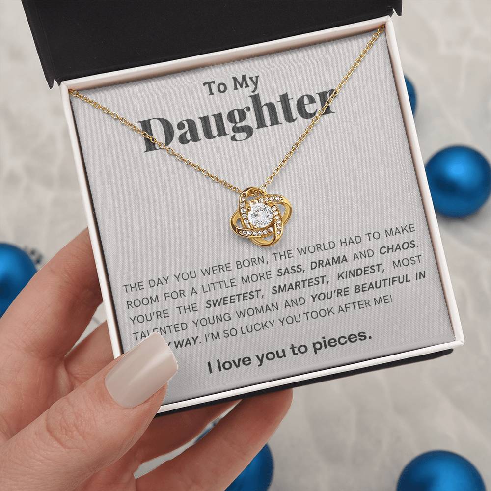 Gift For Daughter Love Knot Necklace With Message Card And Gift Box - The Day You Were Born