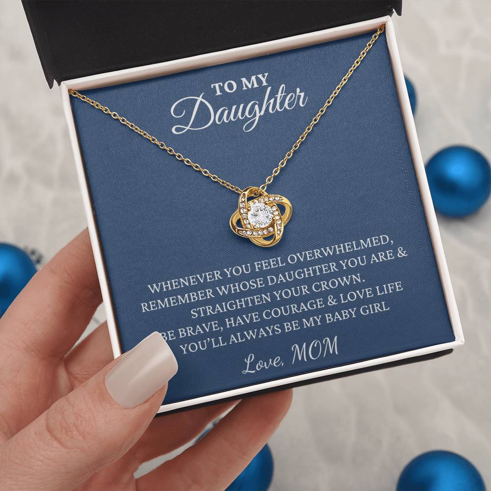 Gift For Daughter, Love Knot Pendant Necklace with Gift Box - Always Be My Baby Girl