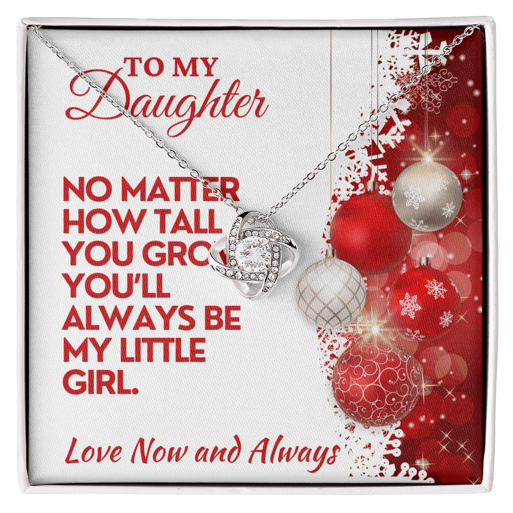 Christmas Daughter Gift, Love Knot Necklace with Message Card & Gift Box