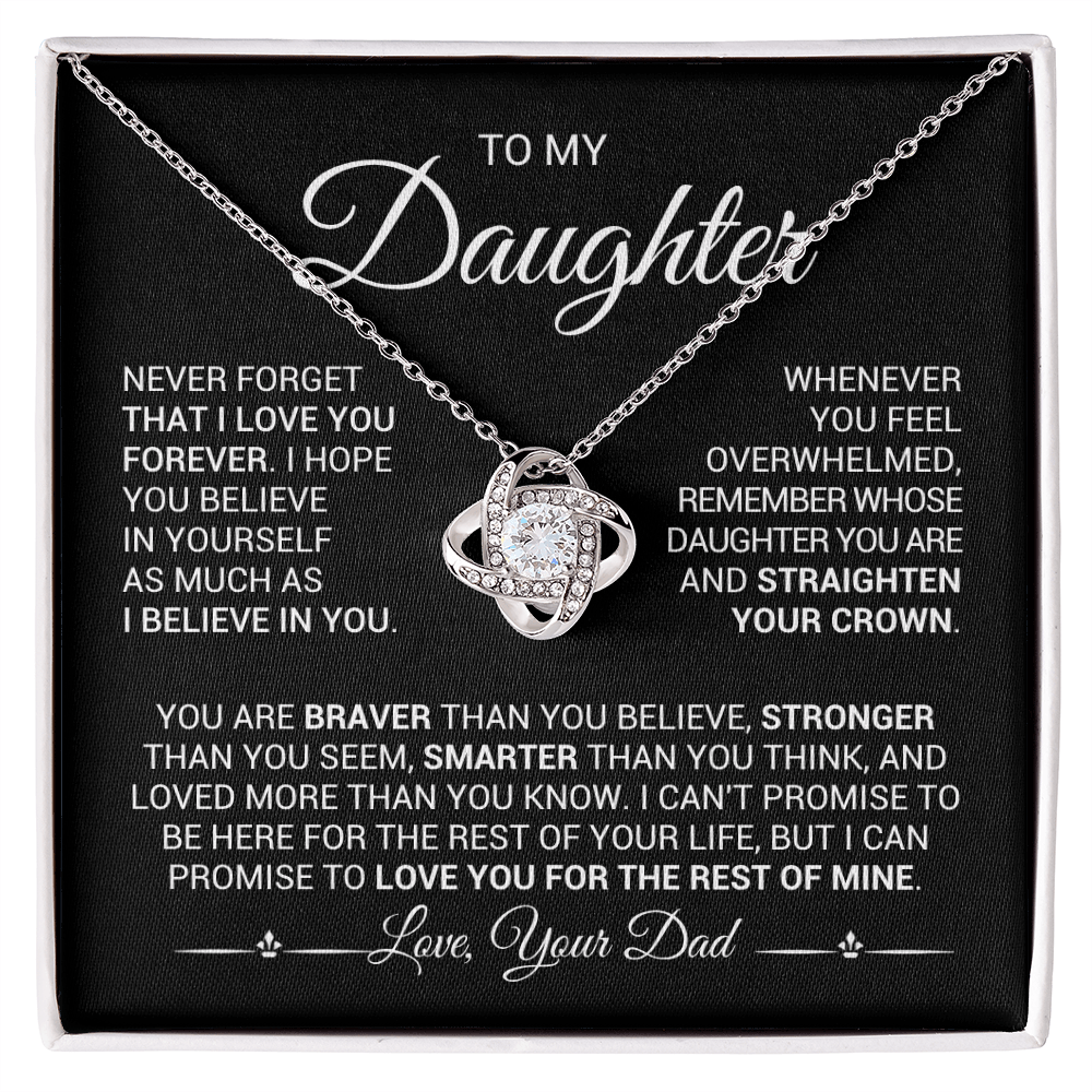 To My Daughter Love Knot Necklace from Dad in Gift Box