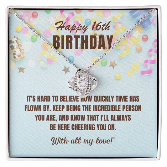 16th Birthday Gift For Her, Love Knot Necklace With Message Card And Gift Box - Hard To Believe