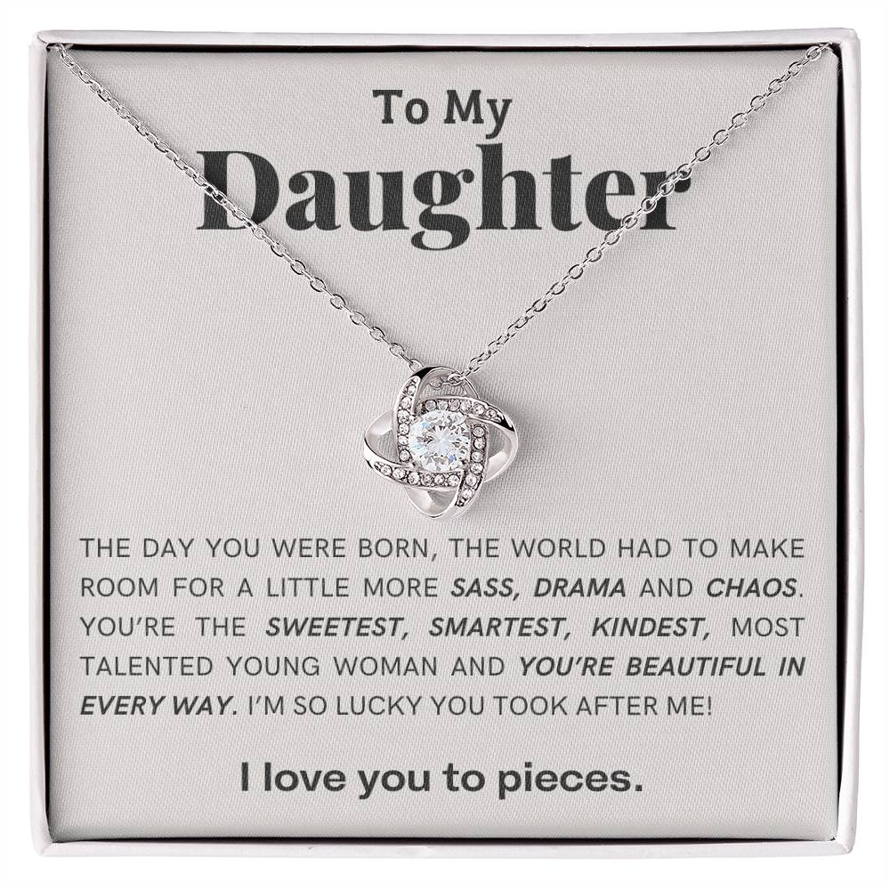 Gift For Daughter Love Knot Necklace With Message Card And Gift Box - The Day You Were Born