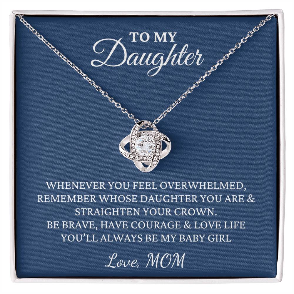 Gift For Daughter, Love Knot Pendant Necklace with Gift Box - Always Be My Baby Girl