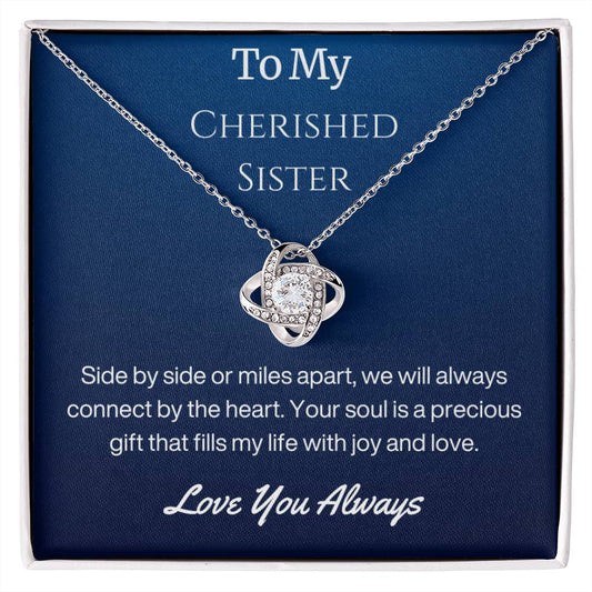 Sister Birthday Gift Necklace with Message Card and Gift Box - Side By Side