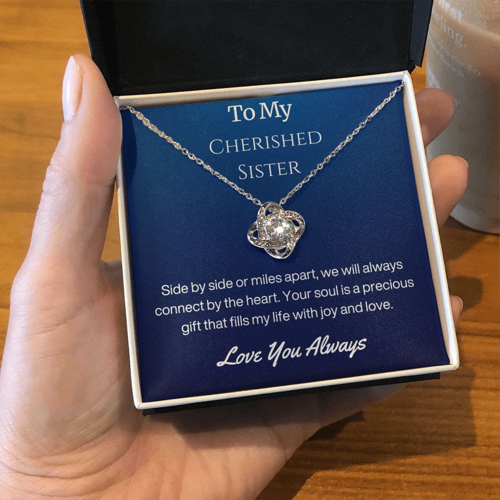 Sister Birthday Gift Necklace with Message Card and Gift Box - Side By Side