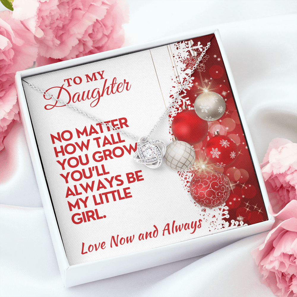 Christmas Daughter Gift, Love Knot Necklace with Message Card & Gift Box