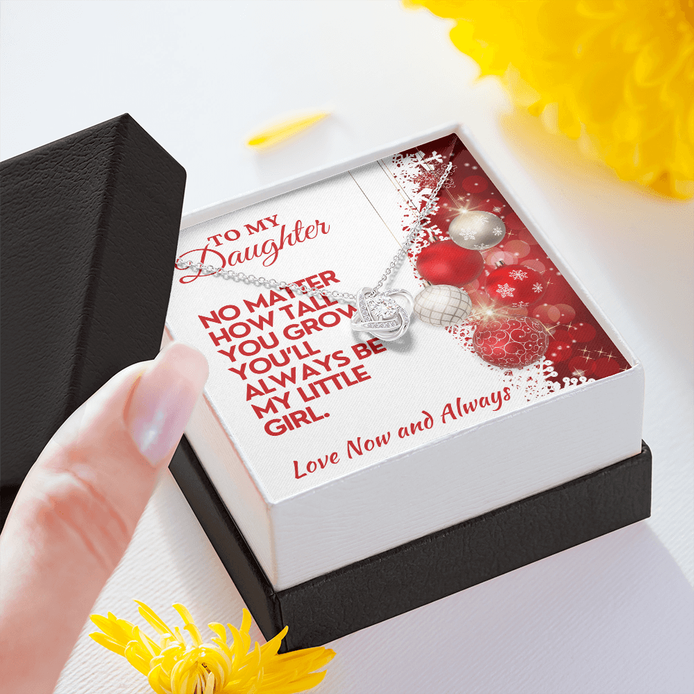 Christmas Daughter Gift, Love Knot Necklace with Message Card & Gift Box