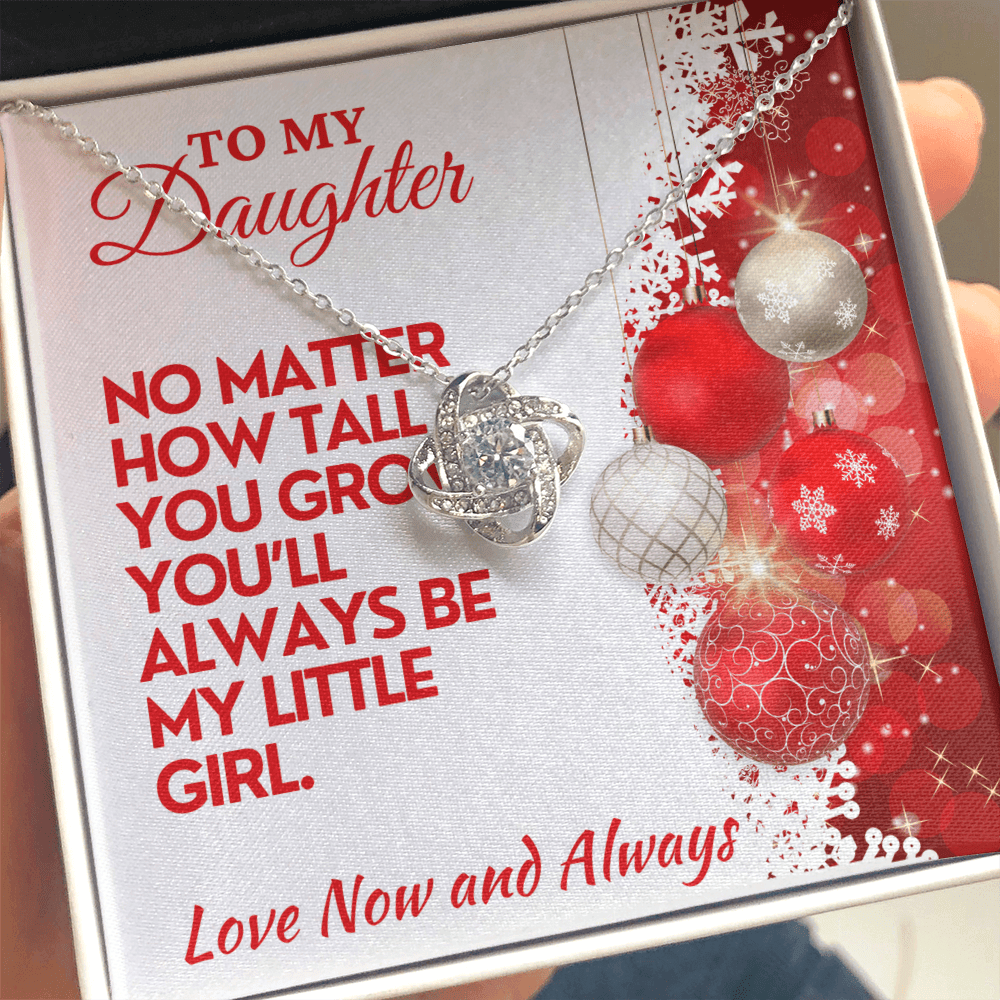 Christmas Daughter Gift, Love Knot Necklace with Message Card & Gift Box