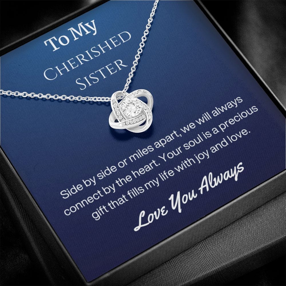 Sister Birthday Gift Necklace with Message Card and Gift Box - Side By Side