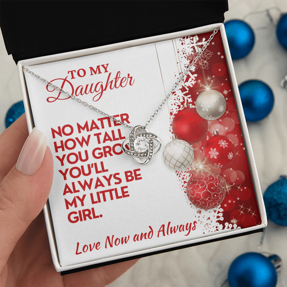 Christmas Daughter Gift, Love Knot Necklace with Message Card & Gift Box