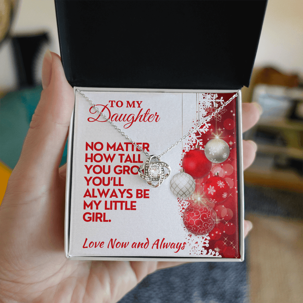 Christmas Daughter Gift, Love Knot Necklace with Message Card & Gift Box
