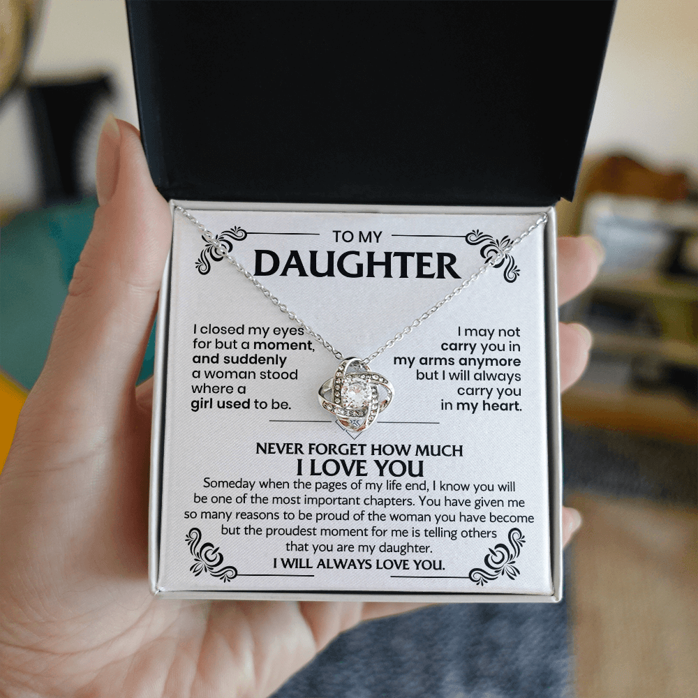 To My Daughter Love Knot Necklace in Gift Box   