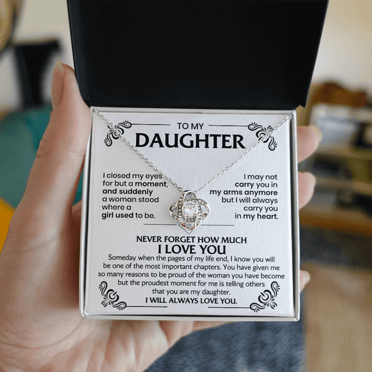 To My Daughter Love Knot Necklace in Gift Box   