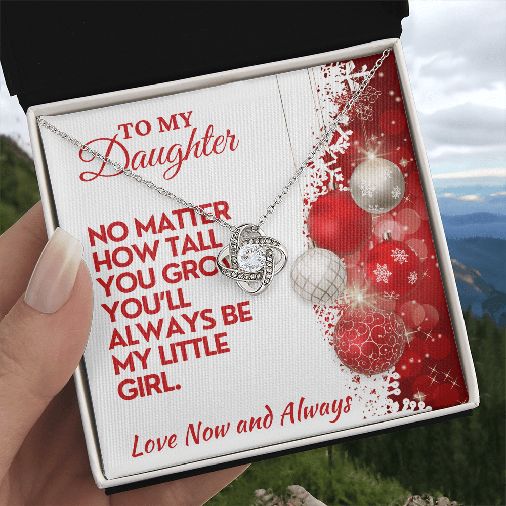 Christmas Daughter Gift, Love Knot Necklace with Message Card & Gift Box