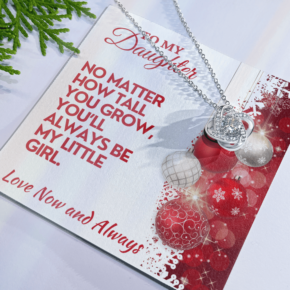 Christmas Daughter Gift, Love Knot Necklace with Message Card & Gift Box