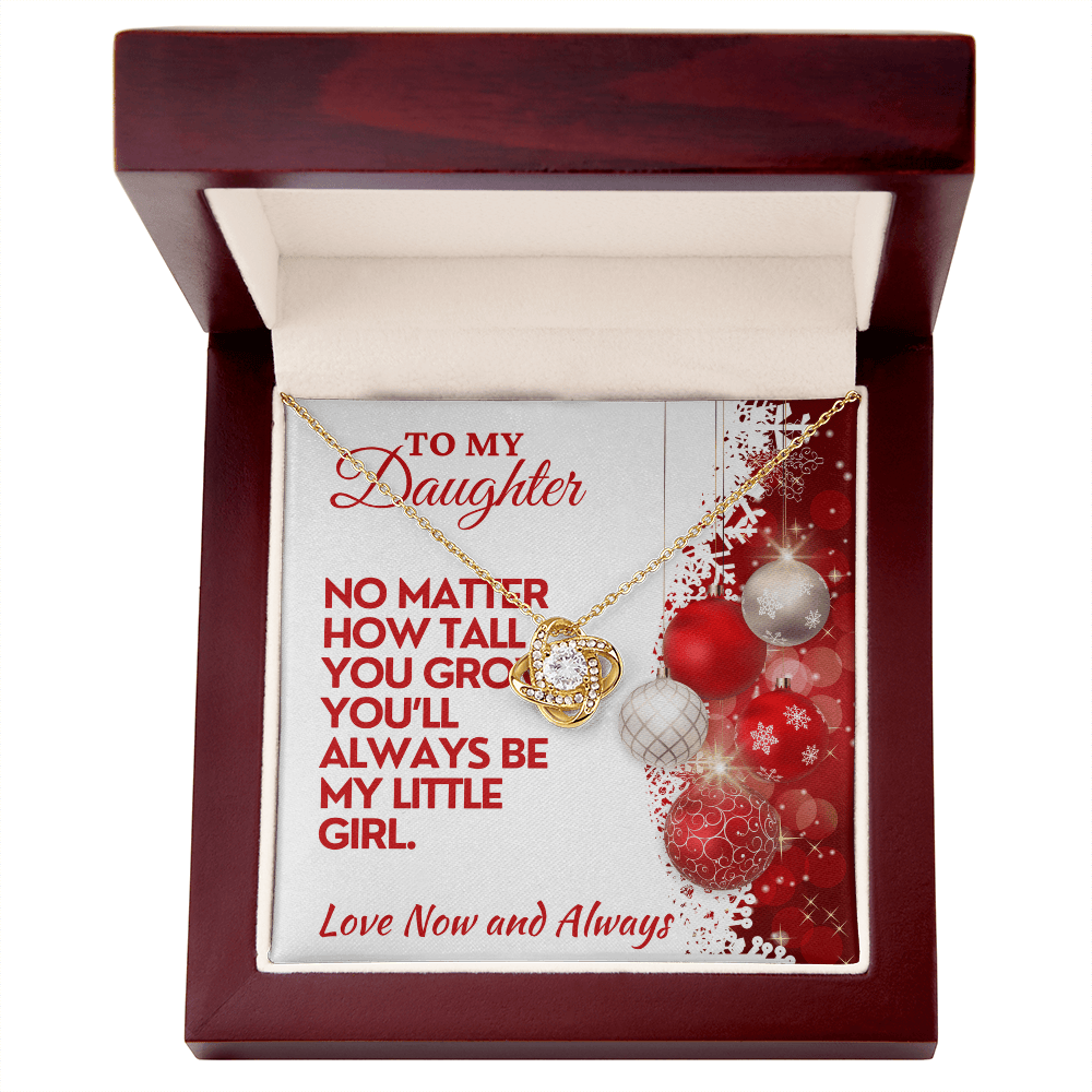 Christmas Daughter Gift, Love Knot Necklace with Message Card & Gift Box