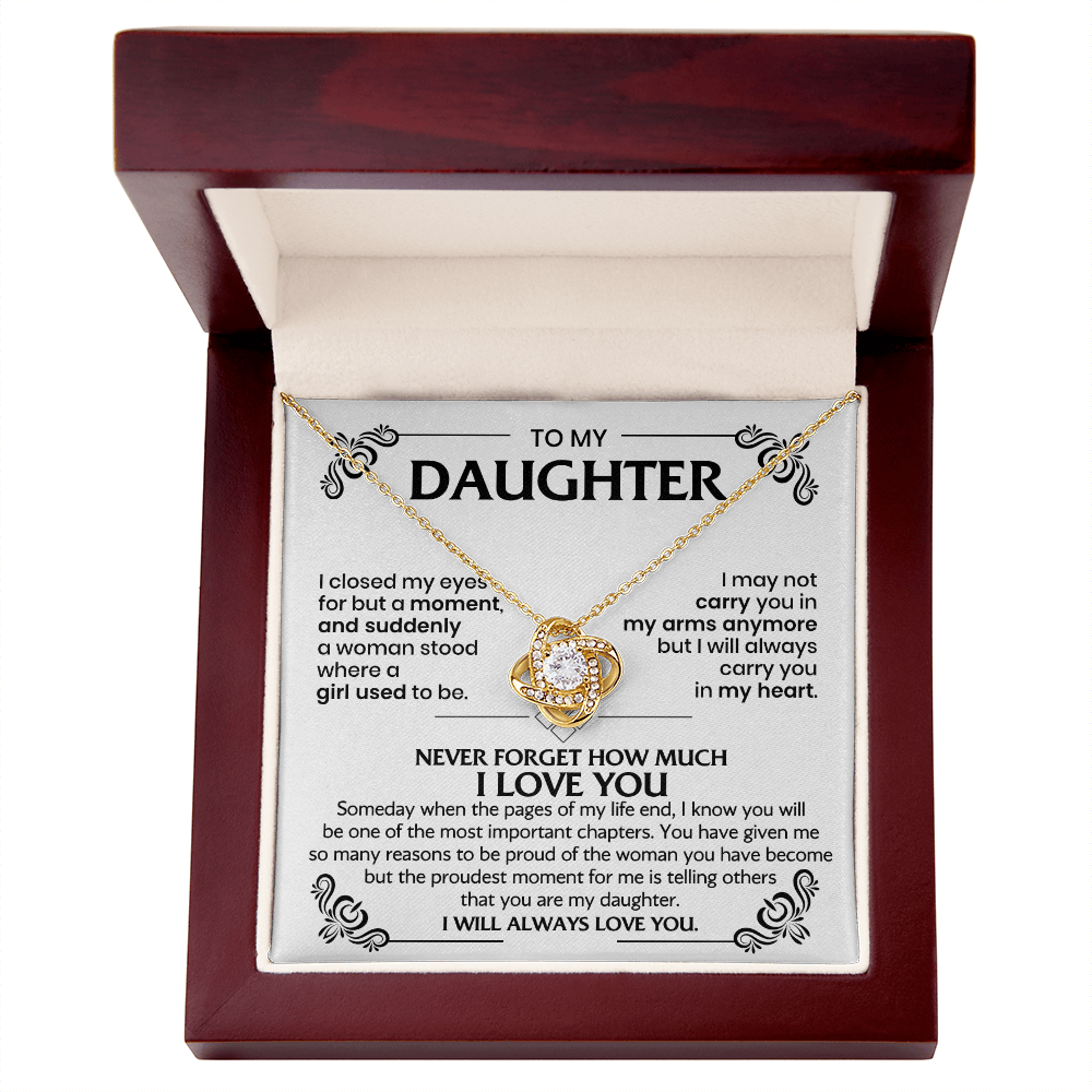 To My Daughter Love Knot Necklace in Gift Box   