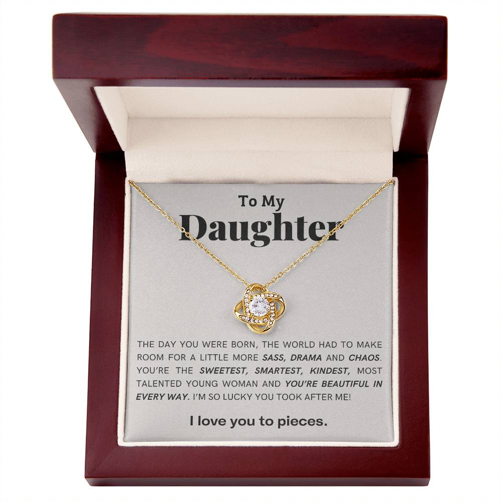 Gift For Daughter Love Knot Necklace With Message Card And Gift Box - The Day You Were Born