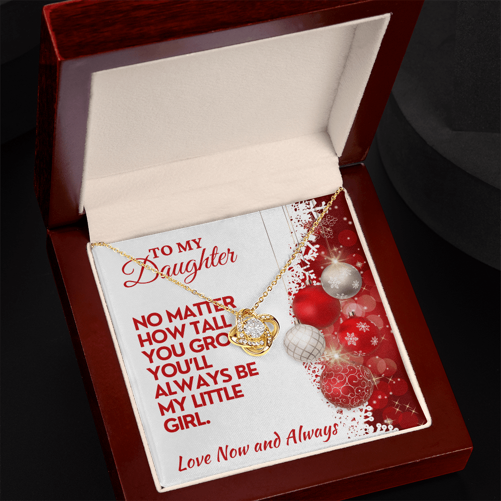 Christmas Daughter Gift, Love Knot Necklace with Message Card & Gift Box