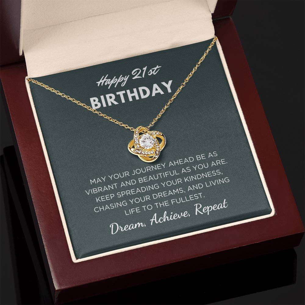 21st Birthday Gift For Her, Love Knot Necklace With Message Card And Gift Box
