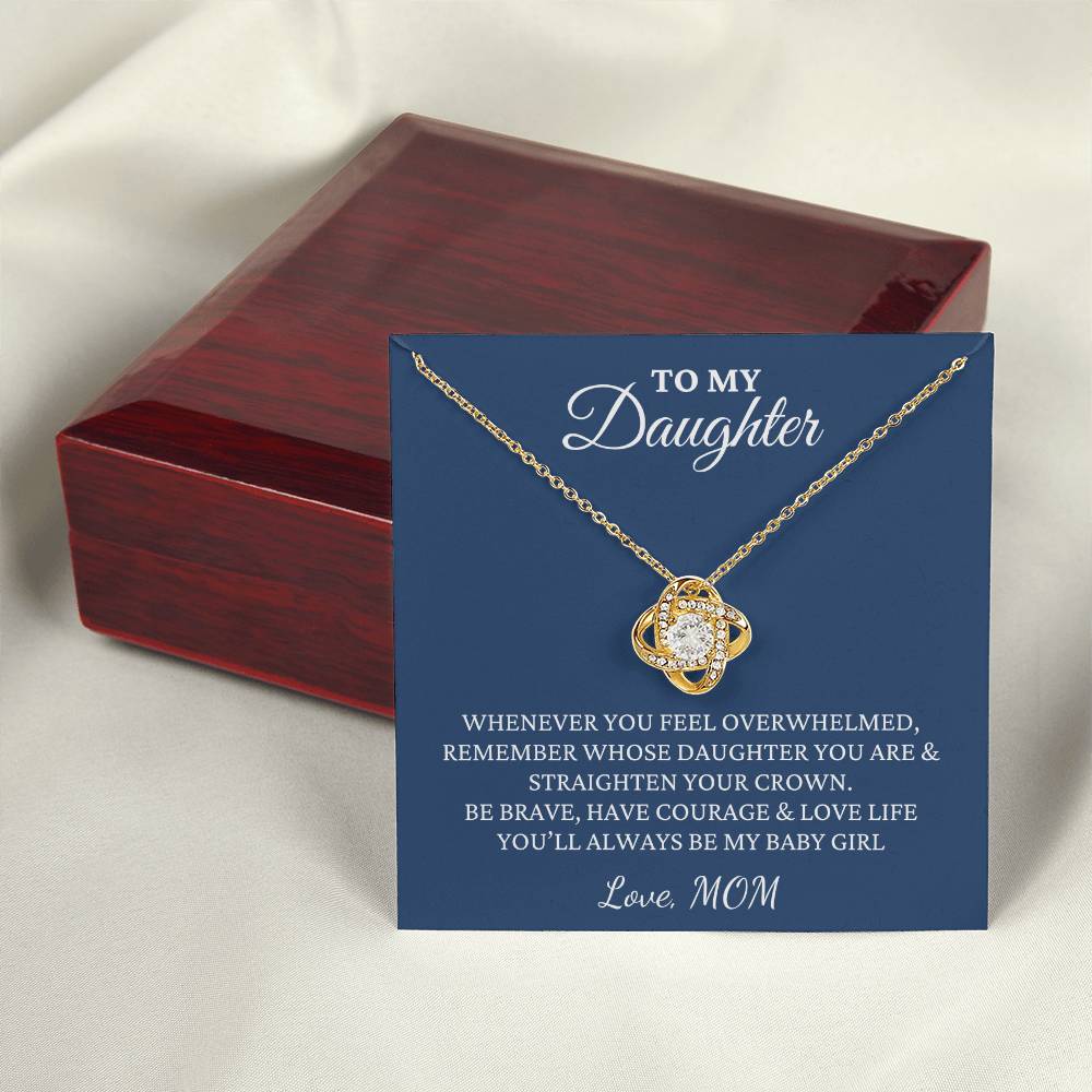 Gift For Daughter, Love Knot Pendant Necklace with Gift Box - Always Be My Baby Girl