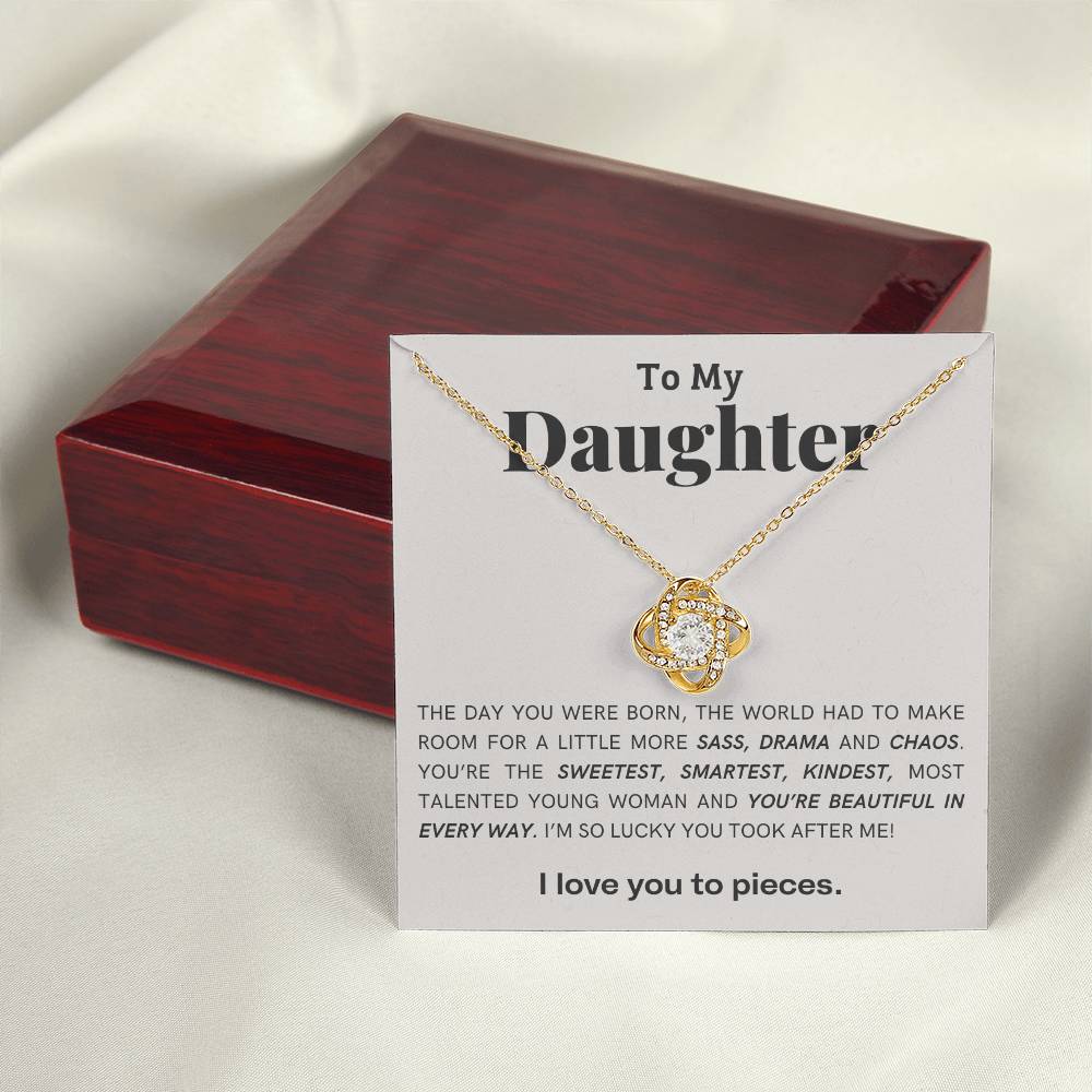 Gift For Daughter Love Knot Necklace With Message Card And Gift Box - The Day You Were Born