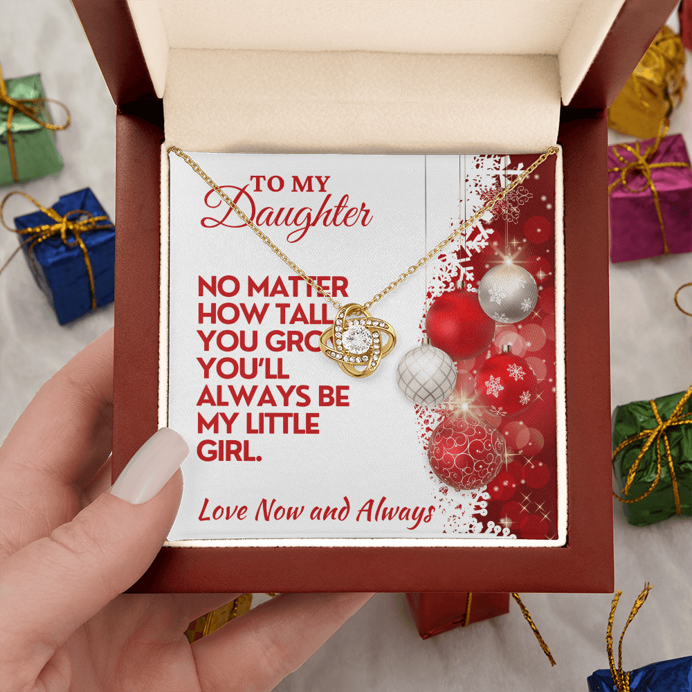 Christmas Daughter Gift, Love Knot Necklace with Message Card & Gift Box