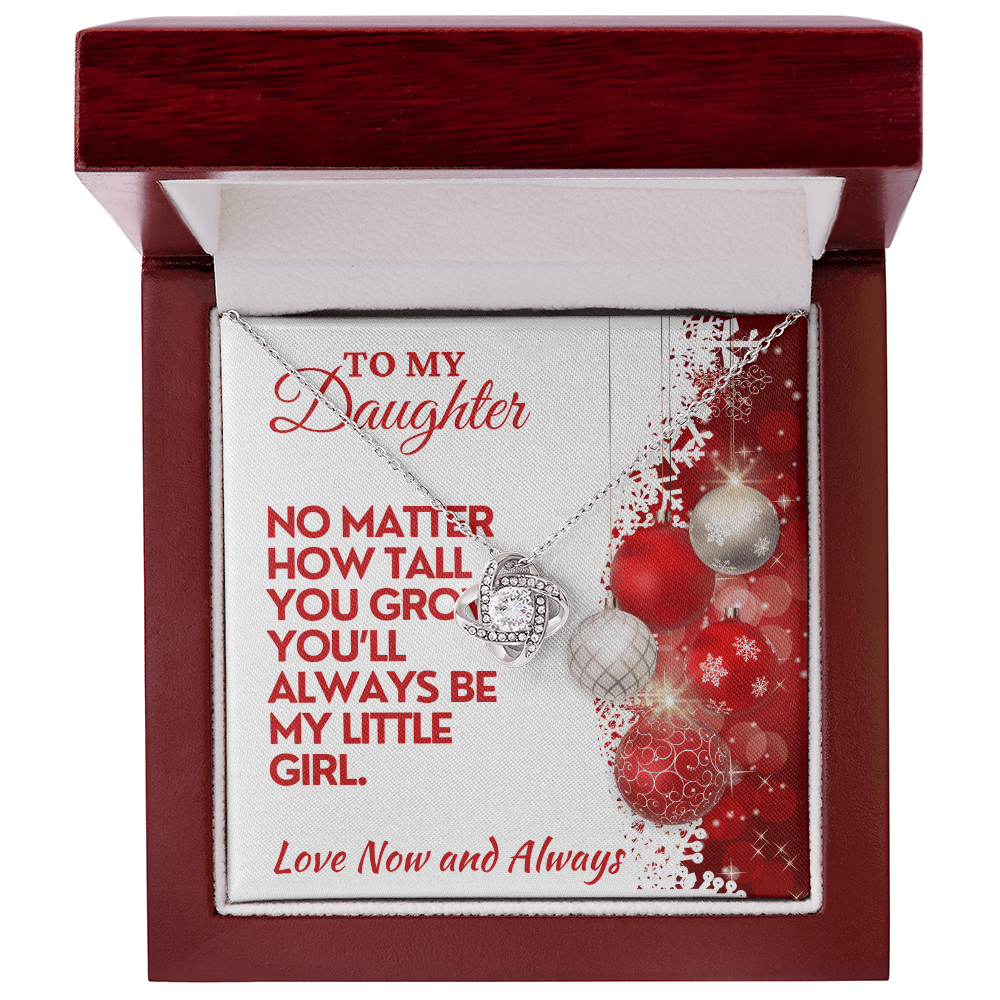 Christmas Daughter Gift, Love Knot Necklace with Message Card & Gift Box