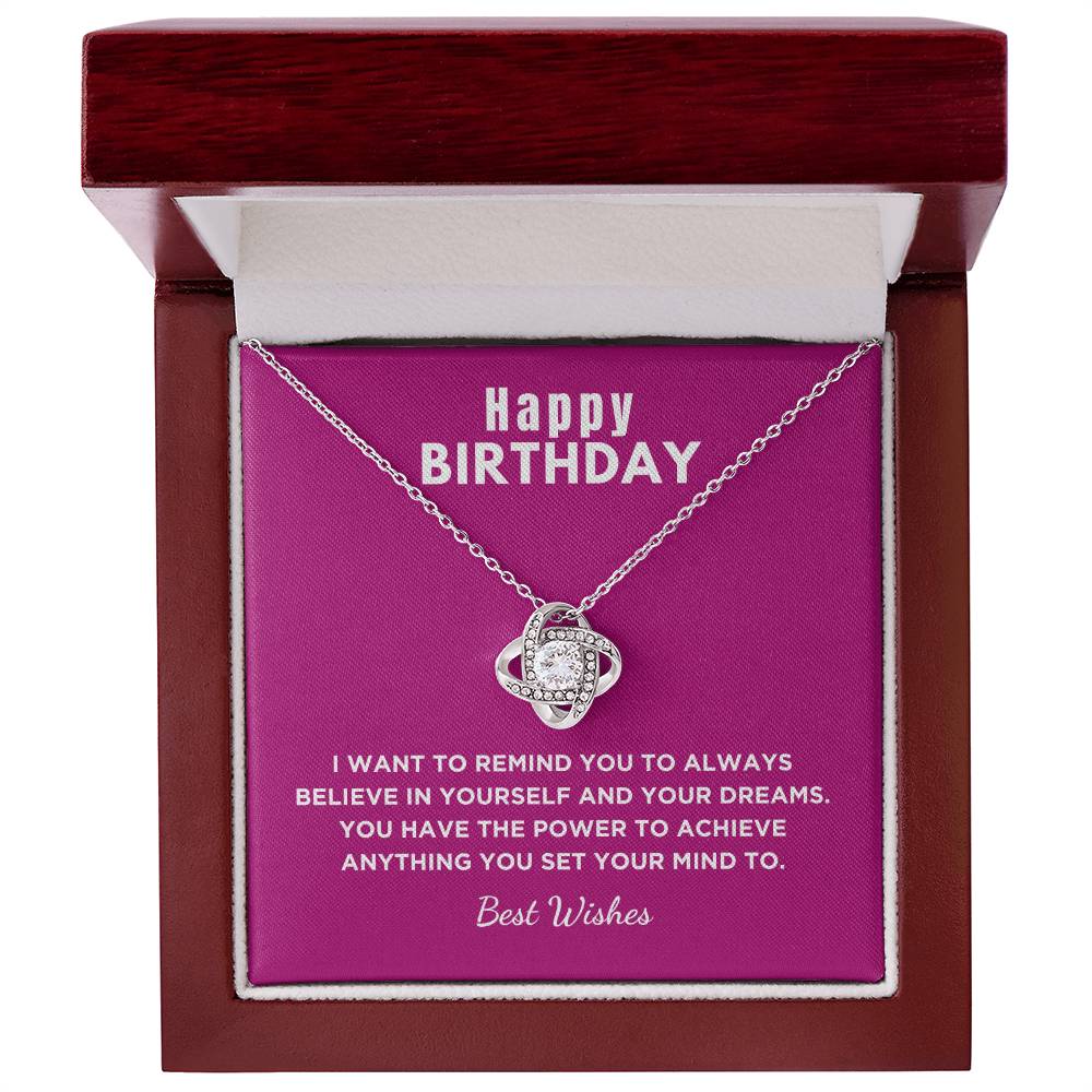 Birthday Gift For Her, Love Knot Necklace With Message Card And Gift Box - I Want To