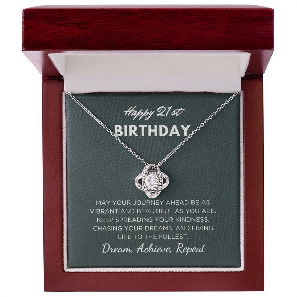 21st Birthday Gift For Her, Love Knot Necklace With Message Card And Gift Box