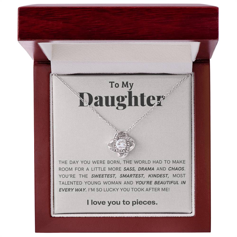 Gift For Daughter Love Knot Necklace With Message Card And Gift Box - The Day You Were Born