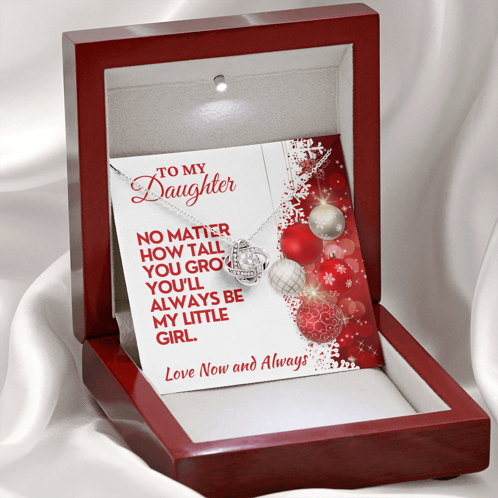 Christmas Daughter Gift, Love Knot Necklace with Message Card & Gift Box