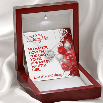 Christmas Daughter Gift, Love Knot Necklace with Message Card & Gift Box