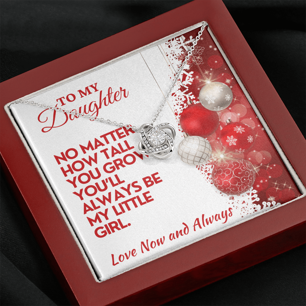 Christmas Daughter Gift, Love Knot Necklace with Message Card & Gift Box