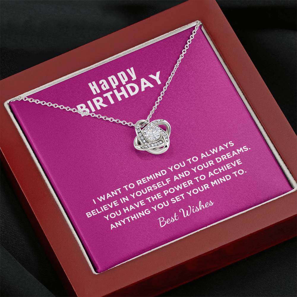 Birthday Gift For Her, Love Knot Necklace With Message Card And Gift Box - I Want To