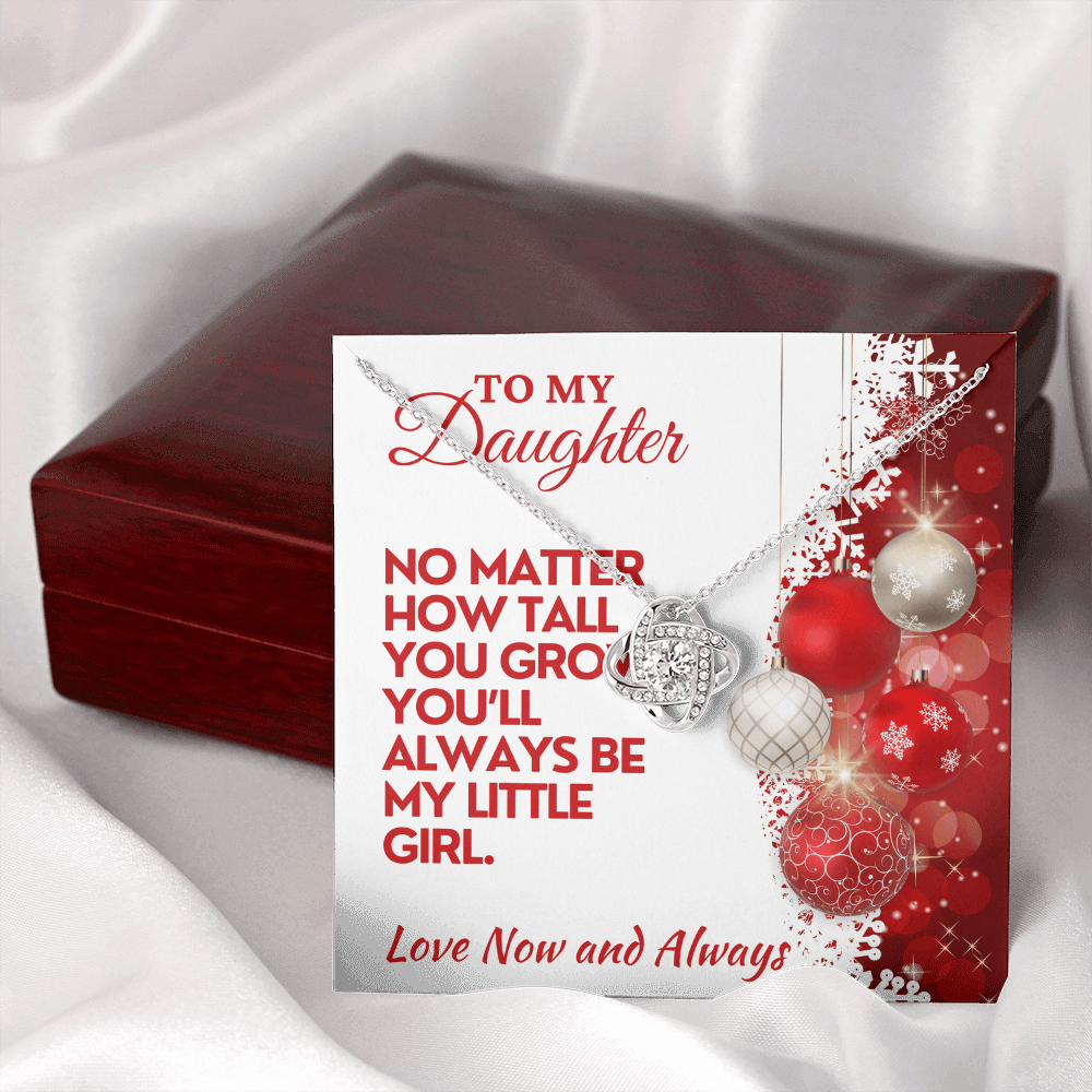Christmas Daughter Gift, Love Knot Necklace with Message Card & Gift Box