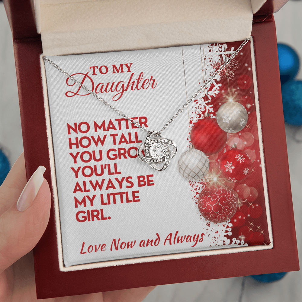 Christmas Daughter Gift, Love Knot Necklace with Message Card & Gift Box