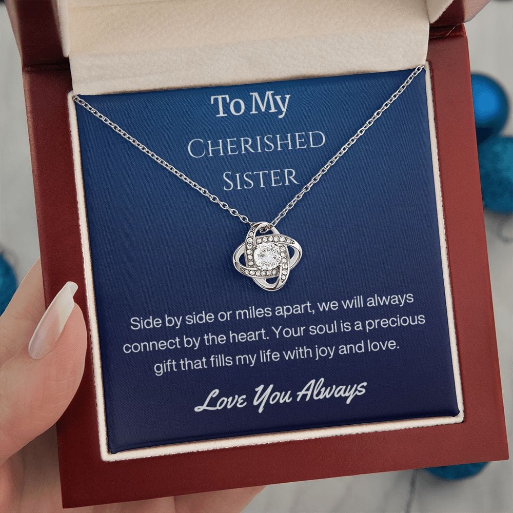 Sister Birthday Gift Necklace with Message Card and Gift Box - Side By Side