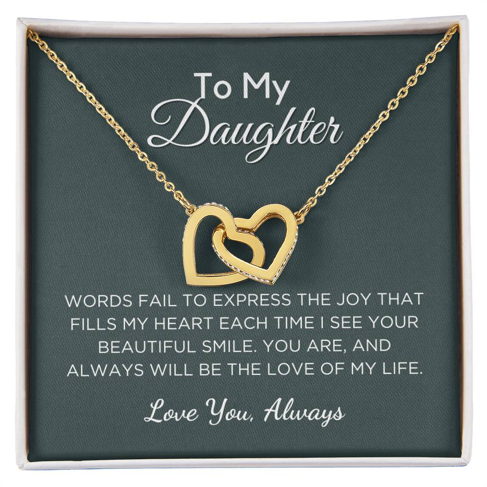 Gift For Daughter Interlocking Hearts Necklace With Message Card And Gift Box - Love of My Life