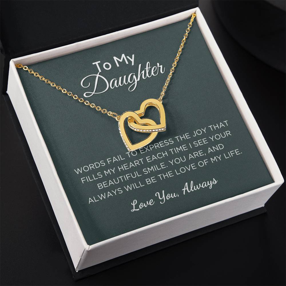 Gift For Daughter Interlocking Hearts Necklace With Message Card And Gift Box - Love of My Life