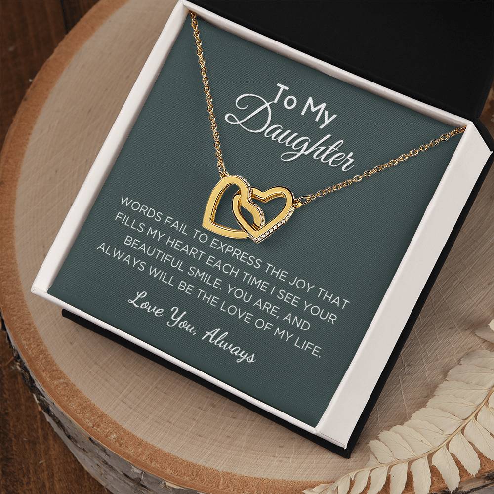 Gift For Daughter Interlocking Hearts Necklace With Message Card And Gift Box - Love of My Life