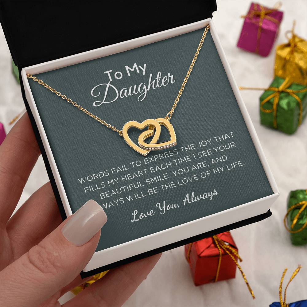 Gift For Daughter Interlocking Hearts Necklace With Message Card And Gift Box - Love of My Life