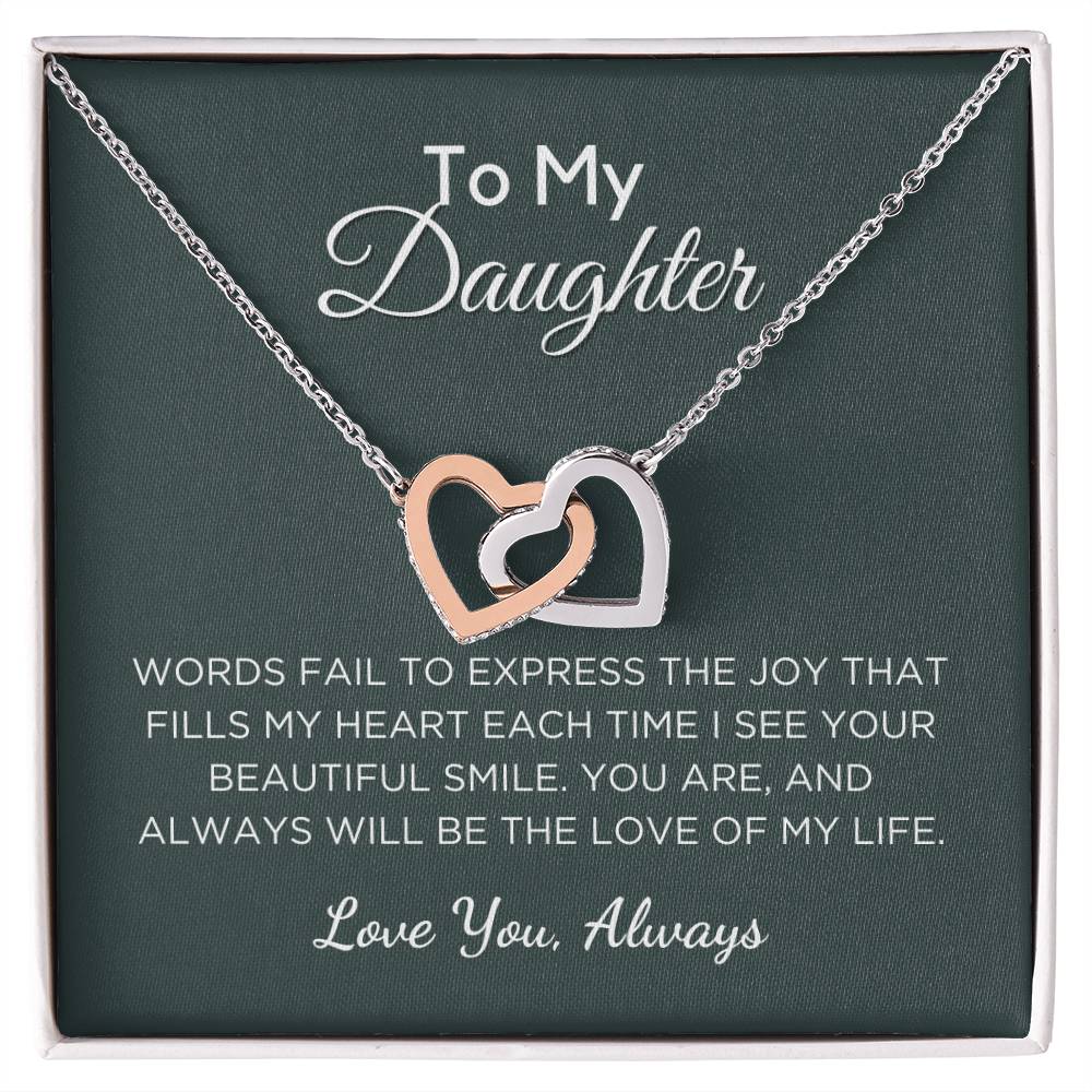 Gift For Daughter Interlocking Hearts Necklace With Message Card And Gift Box - Love of My Life