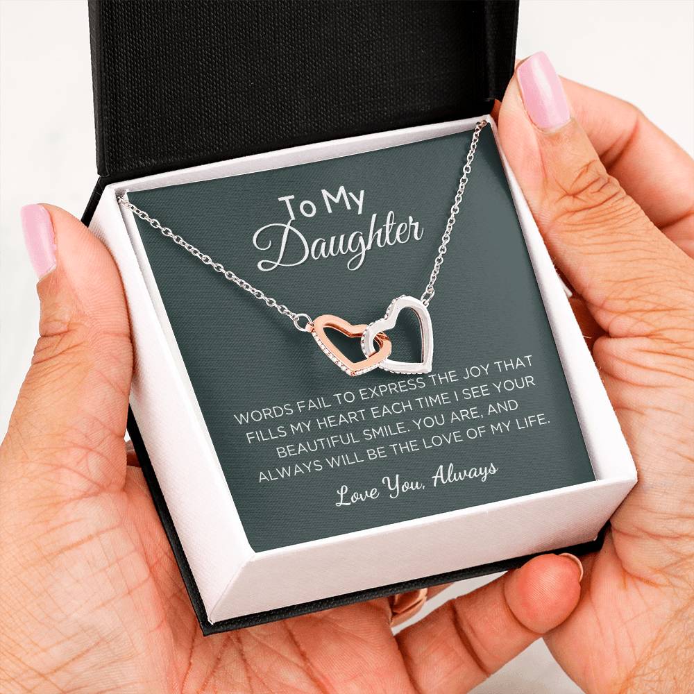 Gift For Daughter Interlocking Hearts Necklace With Message Card And Gift Box - Love of My Life