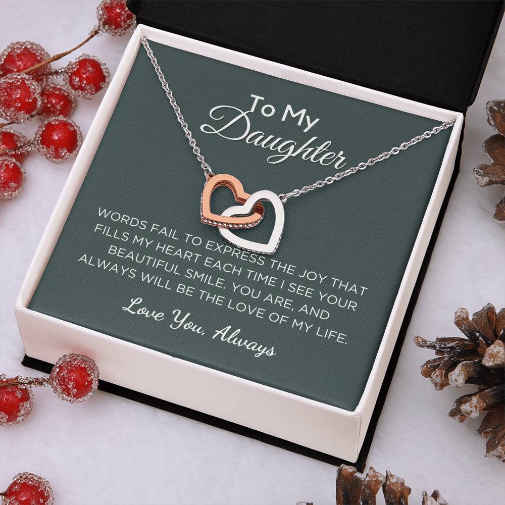 Gift For Daughter Interlocking Hearts Necklace With Message Card And Gift Box - Love of My Life