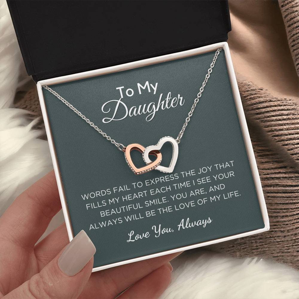 Gift For Daughter Interlocking Hearts Necklace With Message Card And Gift Box - Love of My Life